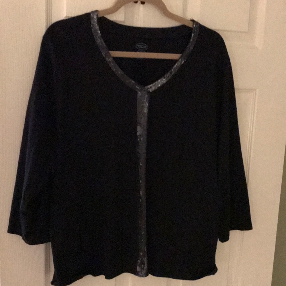 Talbots 3/4 sleeves dressy top 2x. Cotton. Navy